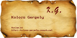 Kolozs Gergely névjegykártya